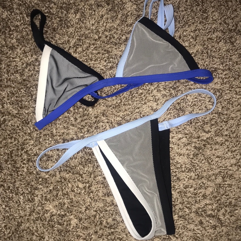 Rare Multi color block bikini with mesh top